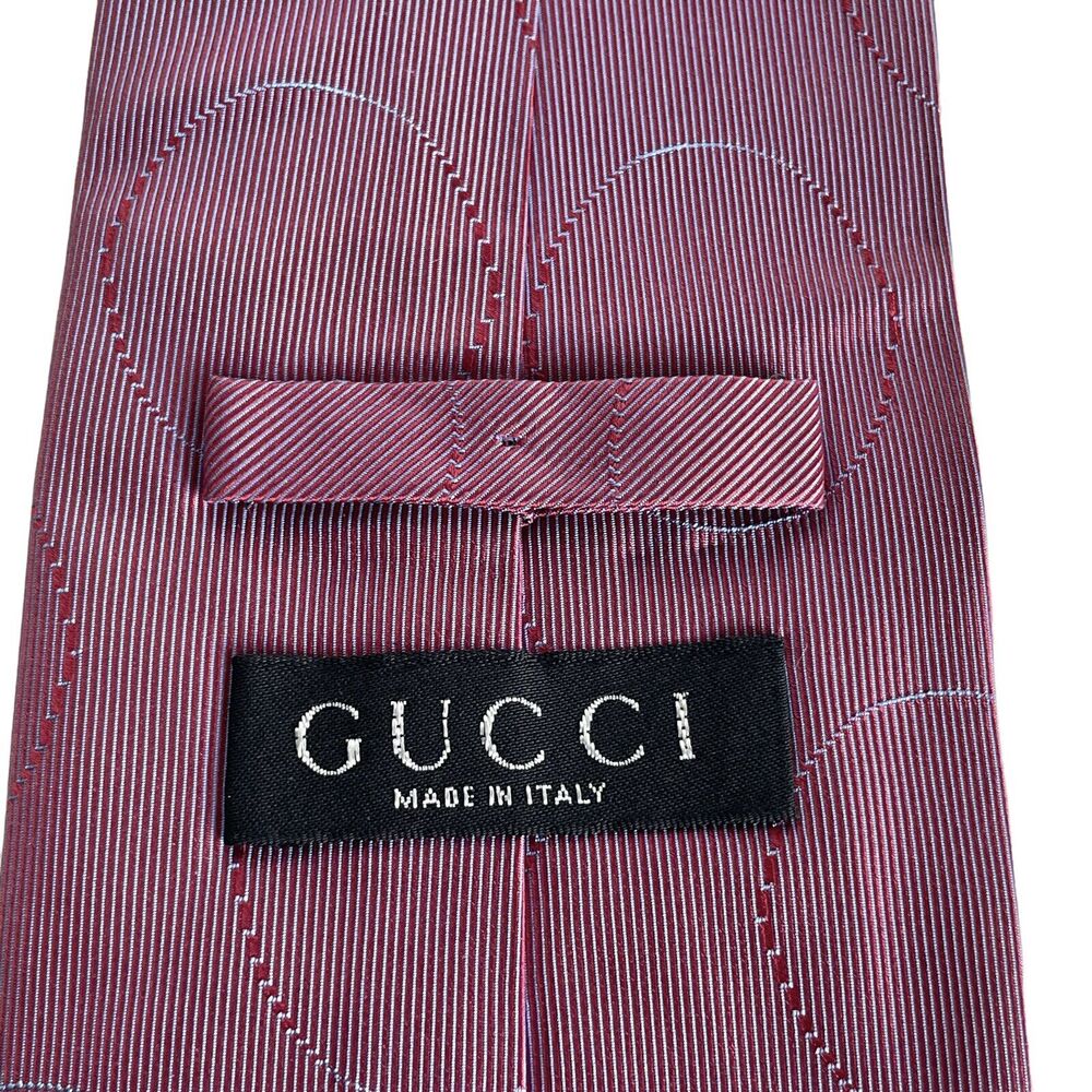 Gucci Men's Lavender & Pink Woven Texture Silk Tie Made in Italy EUC - Picture 5 of 10
